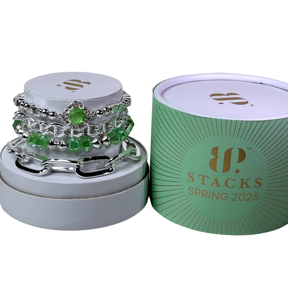Bomb Party Stacks Spring 2025 Creating Pure Envy Silver Green Bracelet ST46078